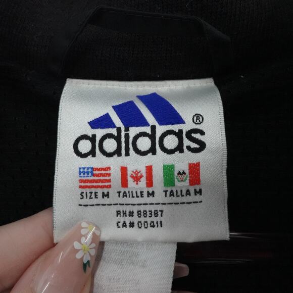 Adidas Jacket Mens Medium Black Gray‎ Full Zip Windbreaker Three Stripe Retro - Picture 3 of 11